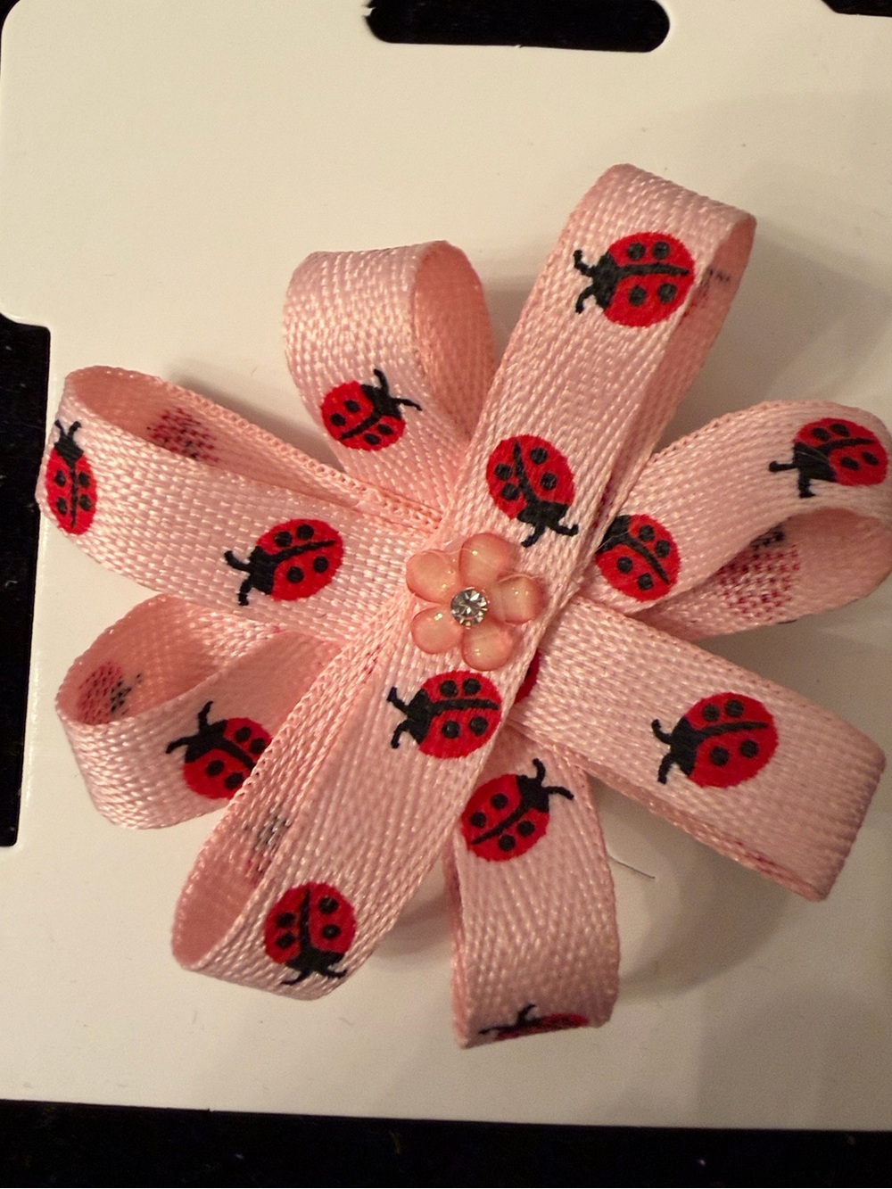 Ladybug ribbon hair clip